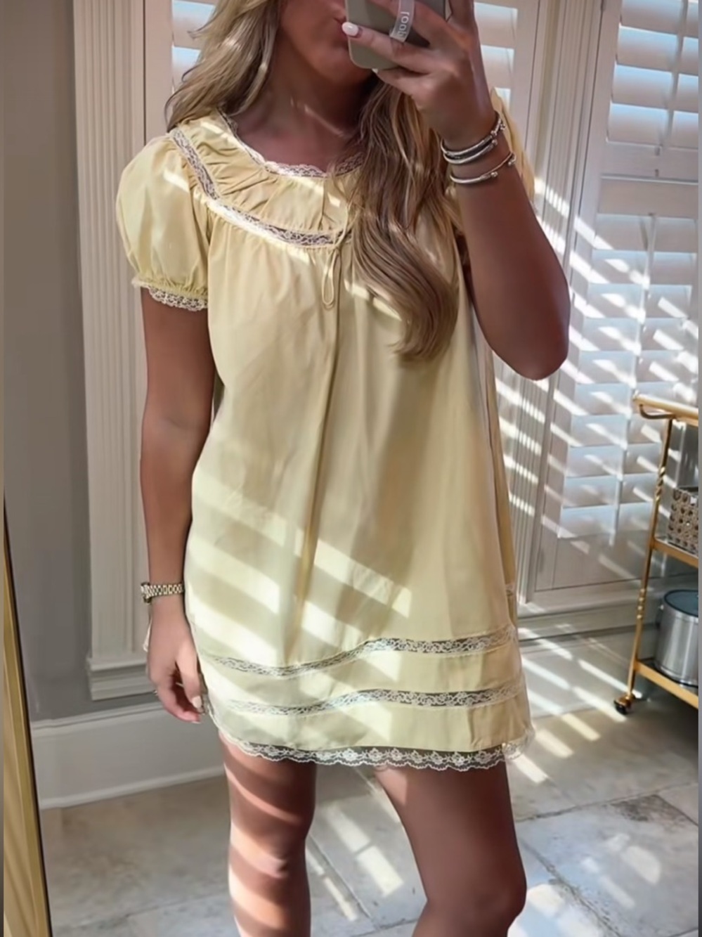 Cider 100% cotton Lace-Trim Babydoll dress